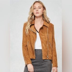 faux suede jacket featuring notched lapels